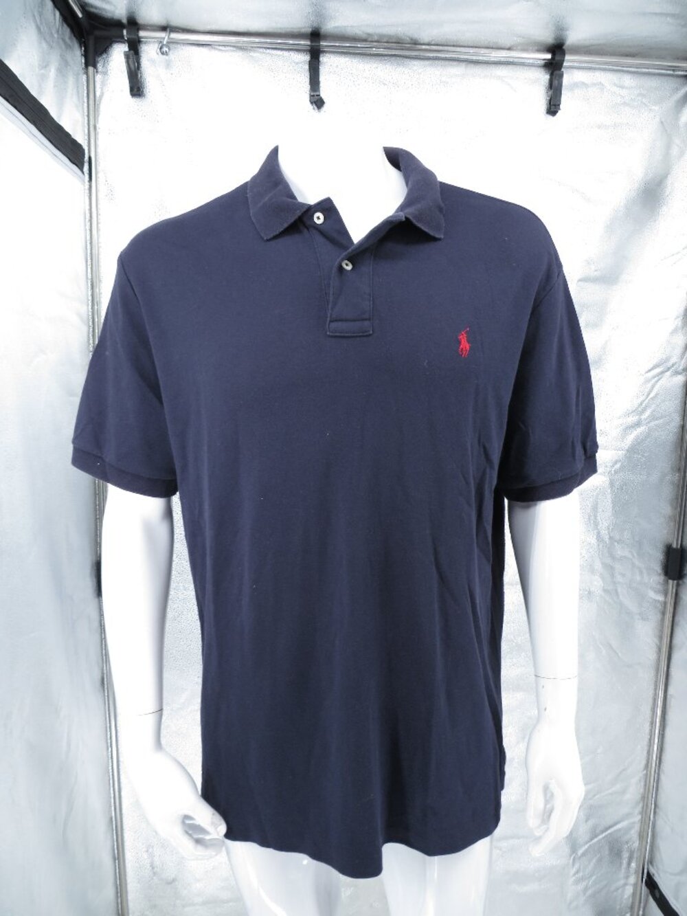 Polo Ralph Lauren Shirt Mens Large Blue Short Sleeve Red Pony Logo Cotton